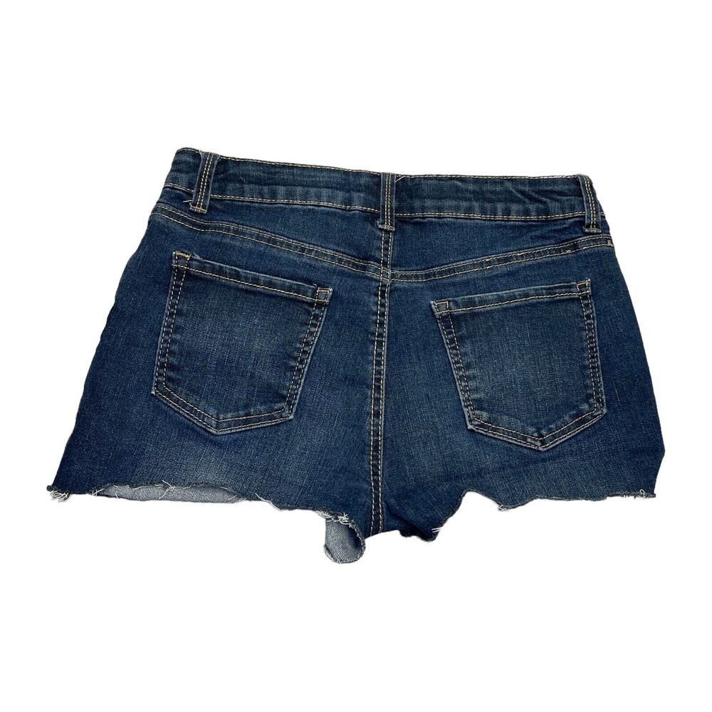 Arizona Jeans Cut-Off Shorts Girls 14 Blue Denim Stretch Frayed Hem Mid-Rise - Picture 2 of 6